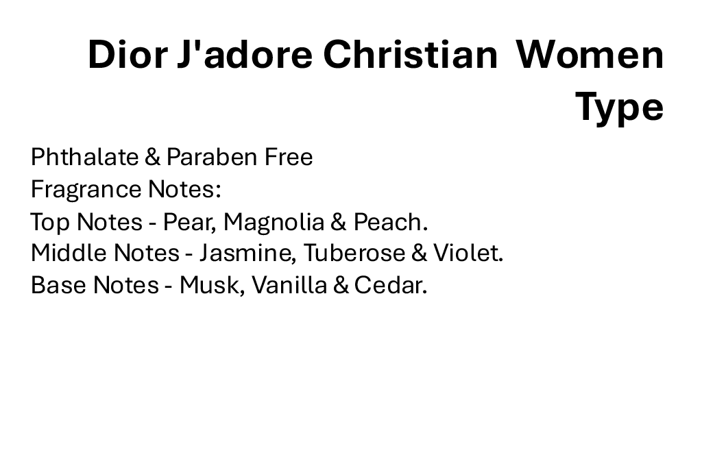 Dior J'adore Christian  Women Type