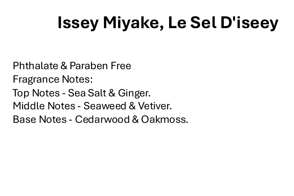 Issey Miyake, Le Sel D'iseey