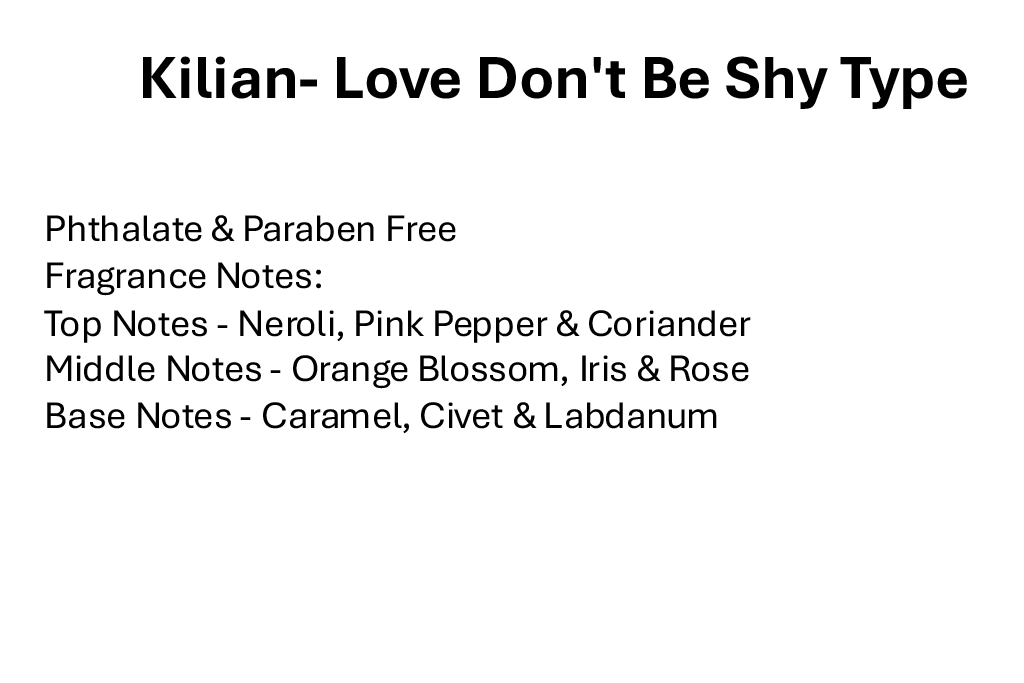Kilian- Love Don't Be Shy Type
